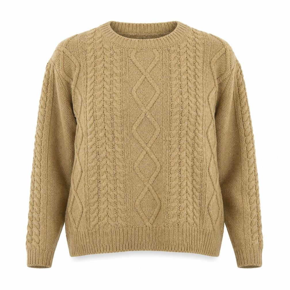 Next Women Beige Cable-Knit Wool Blend Jumper UK 12