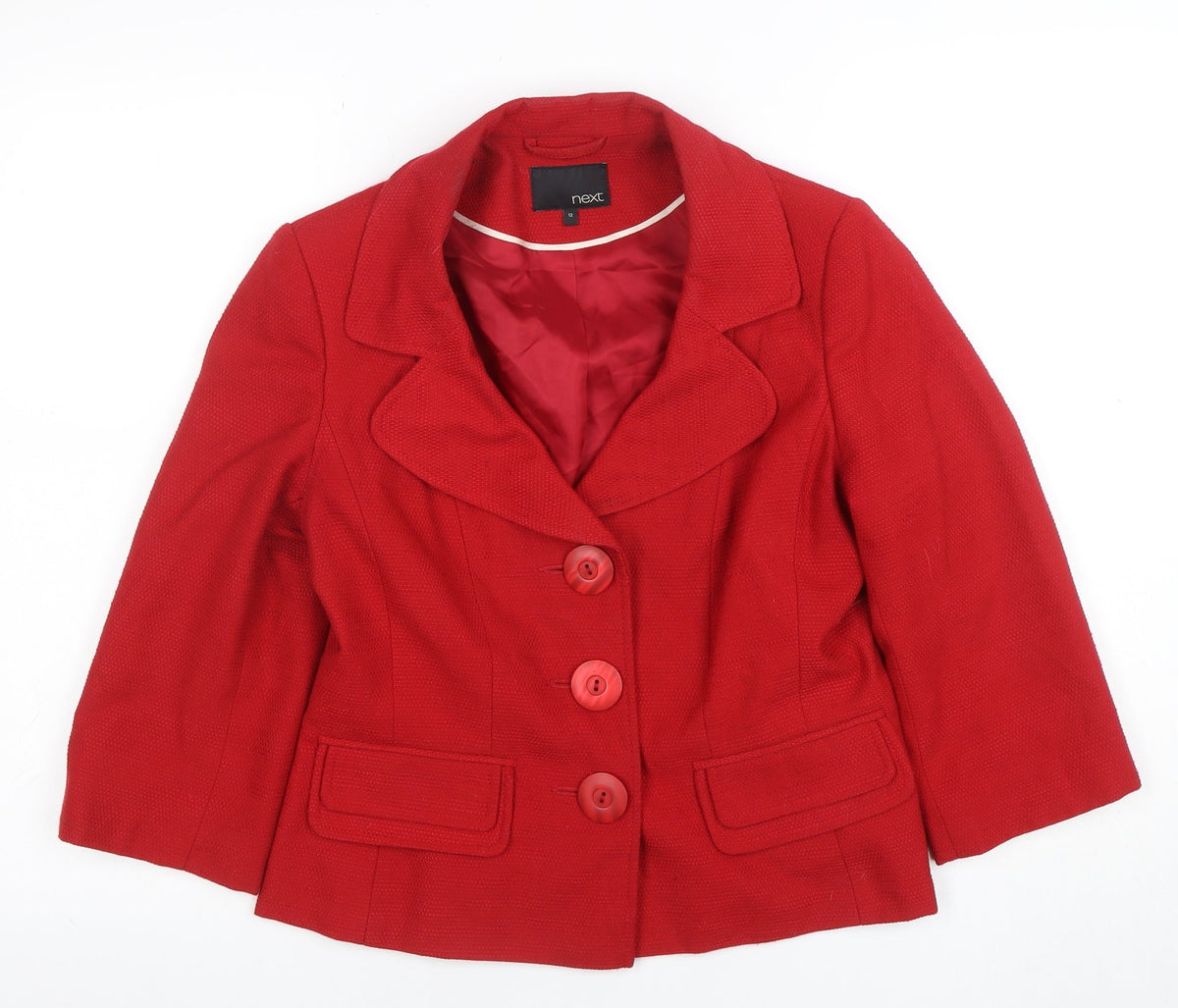 Next Women Red 12 Single-Breasted Notch Lapel Lined Blazer