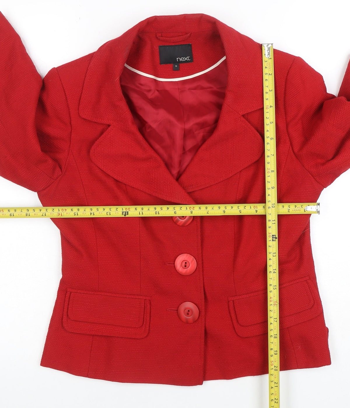 Next Women Red 12 Single-Breasted Notch Lapel Lined Blazer