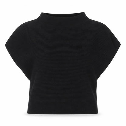 Front view of ASOS Women’s Black High Neck Acrylic jumper, size UK 8