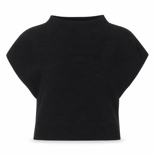 Front view of ASOS Women’s Black High Neck Acrylic jumper, size UK 8