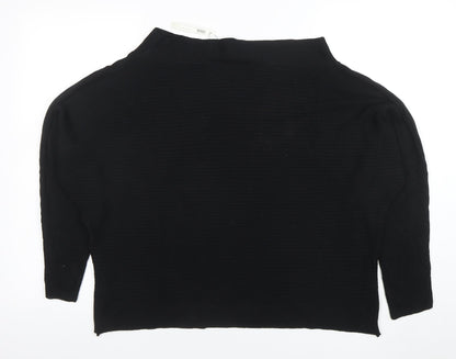 Close-up detail of ASOS Women’s Black High Neck Acrylic jumper, size UK 8