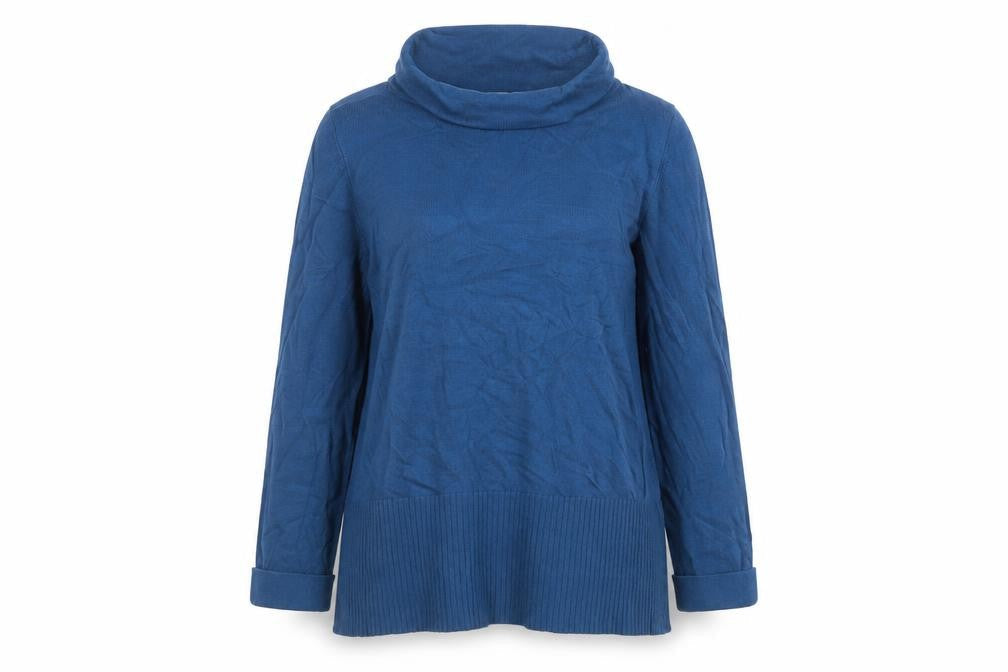 Boden Women Blue Cowl Neck Cotton Blend Long Sleeve Jumper UK 12