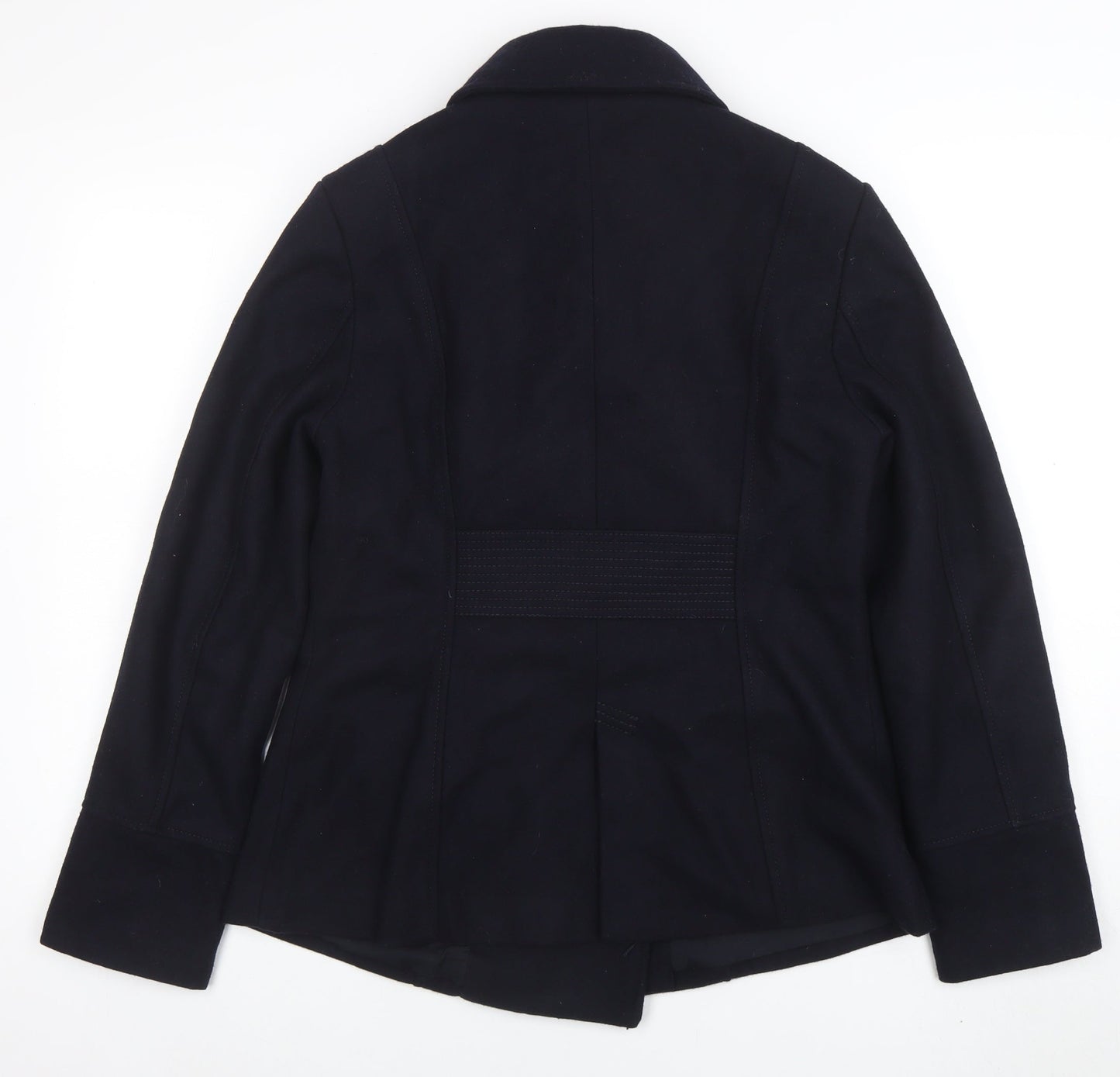 Tchibo Women Black Wool Blend Pea Coat Size 12 Classic Work Jacket
