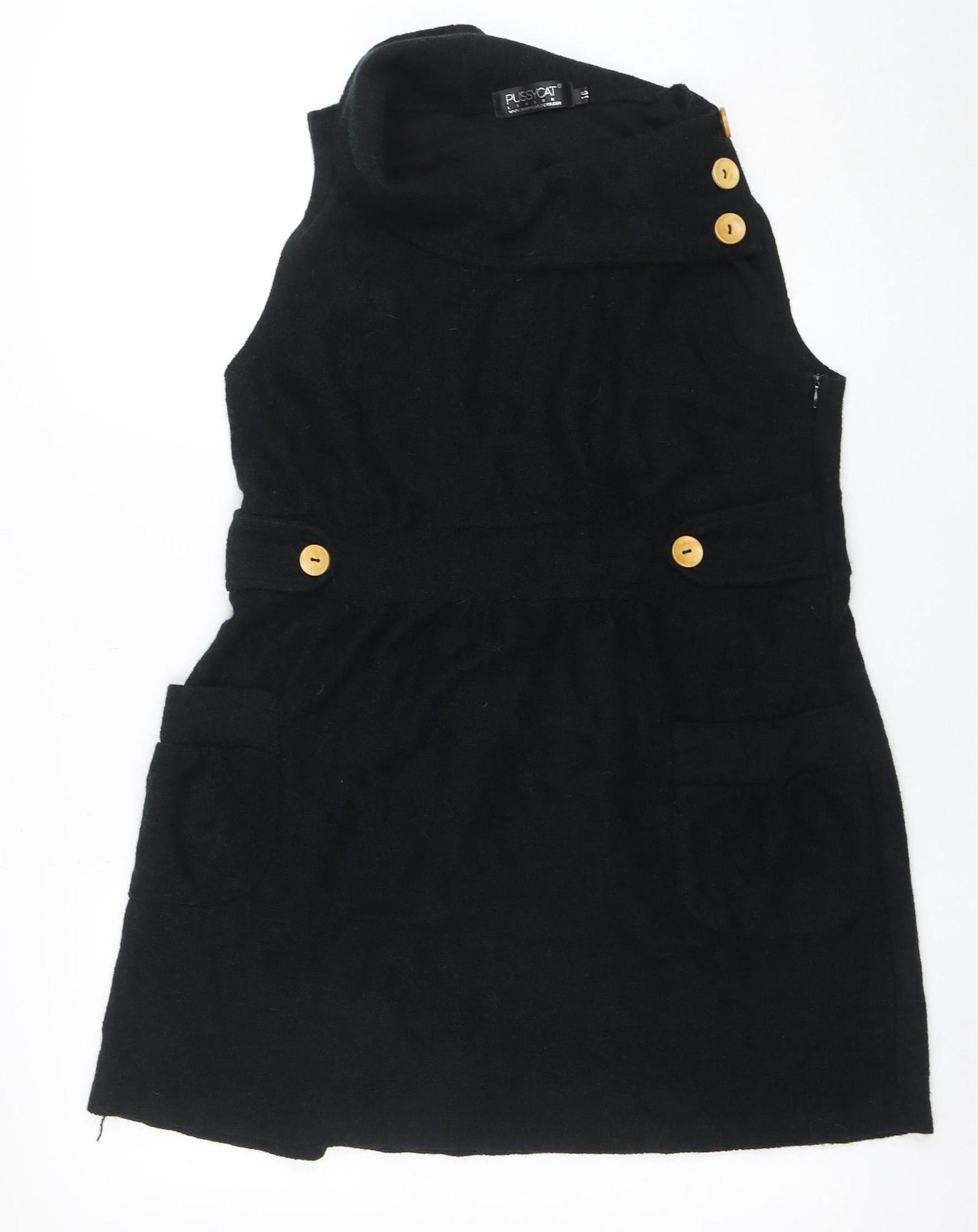 Pussycat London Womens Black Size 10 Sleeveless Pinafore Dress