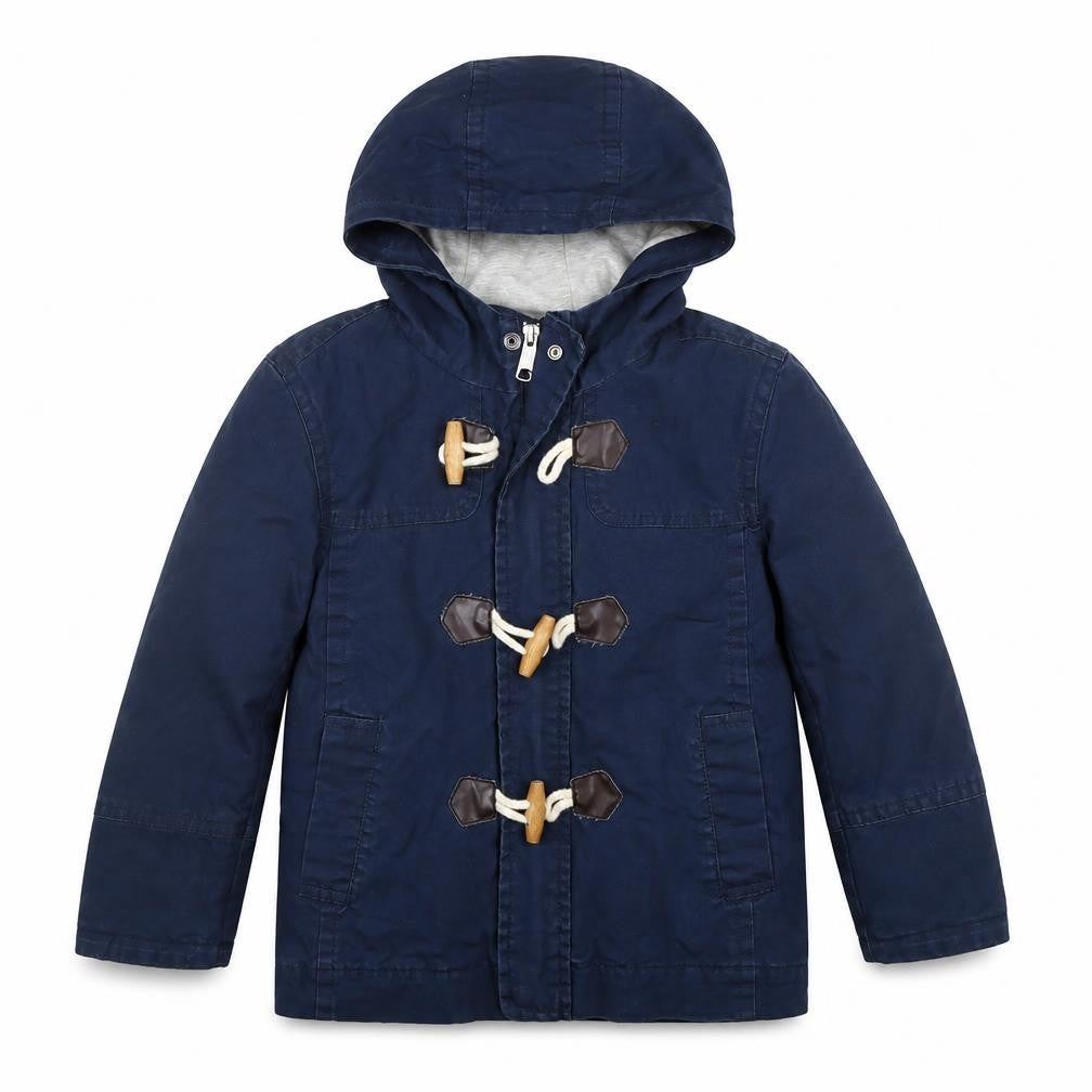 United Colors of Benetton Boys Blue Hooded Duffle Coat Size 6 Years