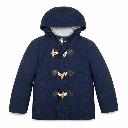 United Colors of Benetton Boys Blue Hooded Duffle Coat Size 6 Years