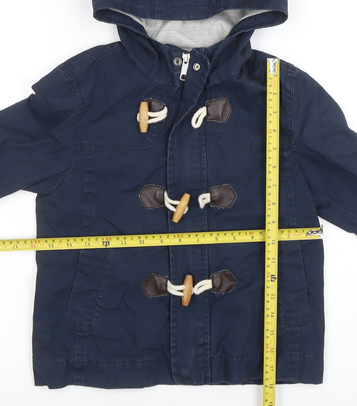 United Colors of Benetton Boys Blue Hooded Duffle Coat Size 6 Years