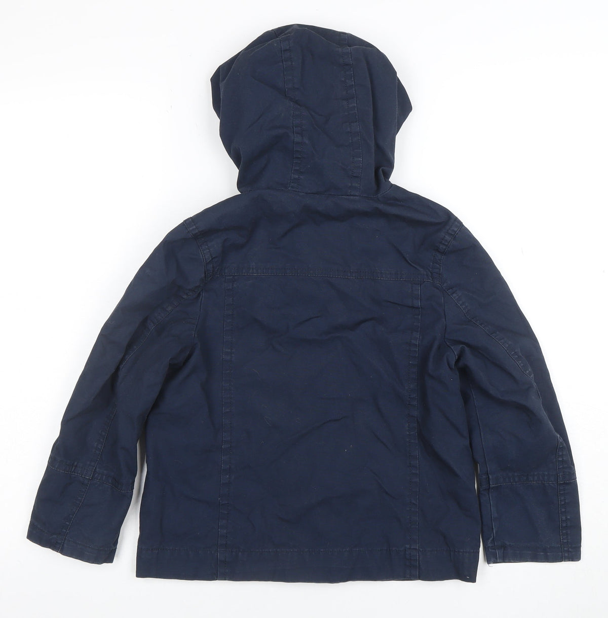 United Colors of Benetton Boys Blue Hooded Duffle Coat Size 6 Years