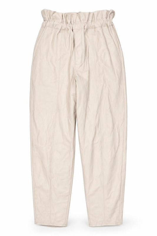 Miss Selfridge Women's Beige Faux Leather High Rise Tapered Trousers UK 8