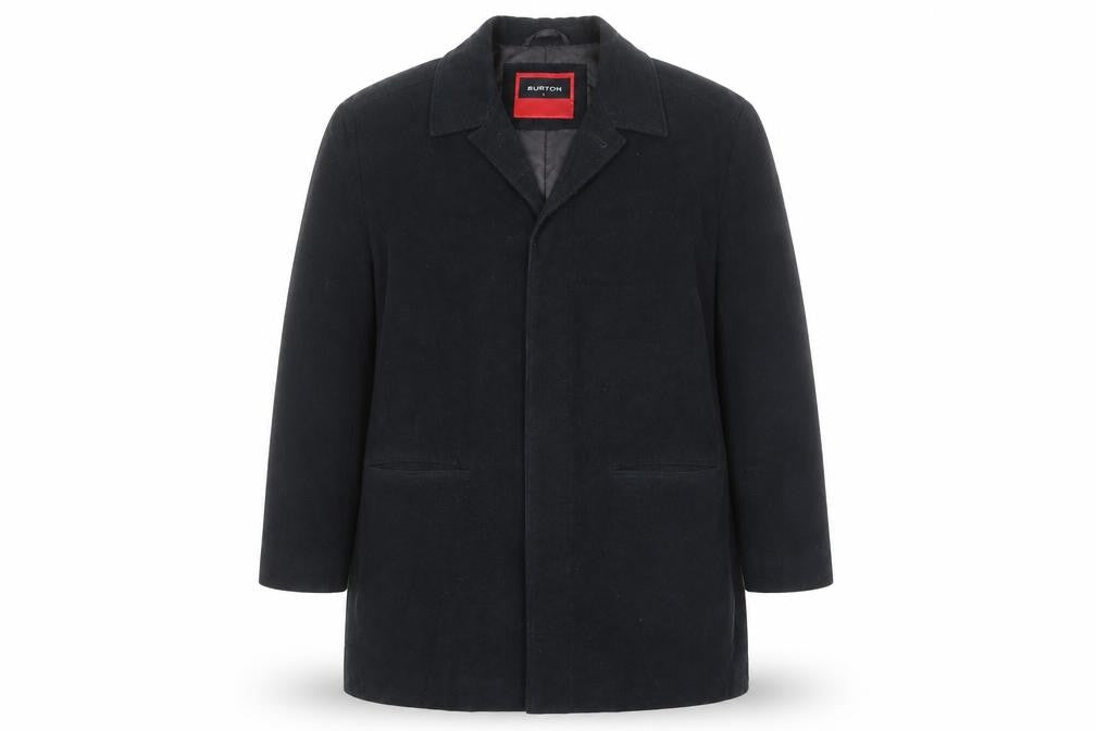 Burton Men's Black Cotton Lined Mid-Length Overcoat Size L