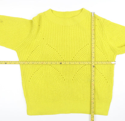 Back view of b.young women’s yellow acrylic knit jumper l