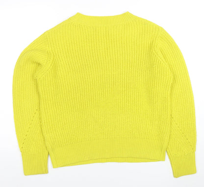 Close-up detail of b.young women’s yellow acrylic knit jumper l