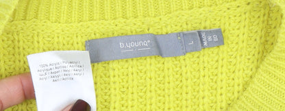 Brand and care label for b.young women’s yellow acrylic knit jumper l