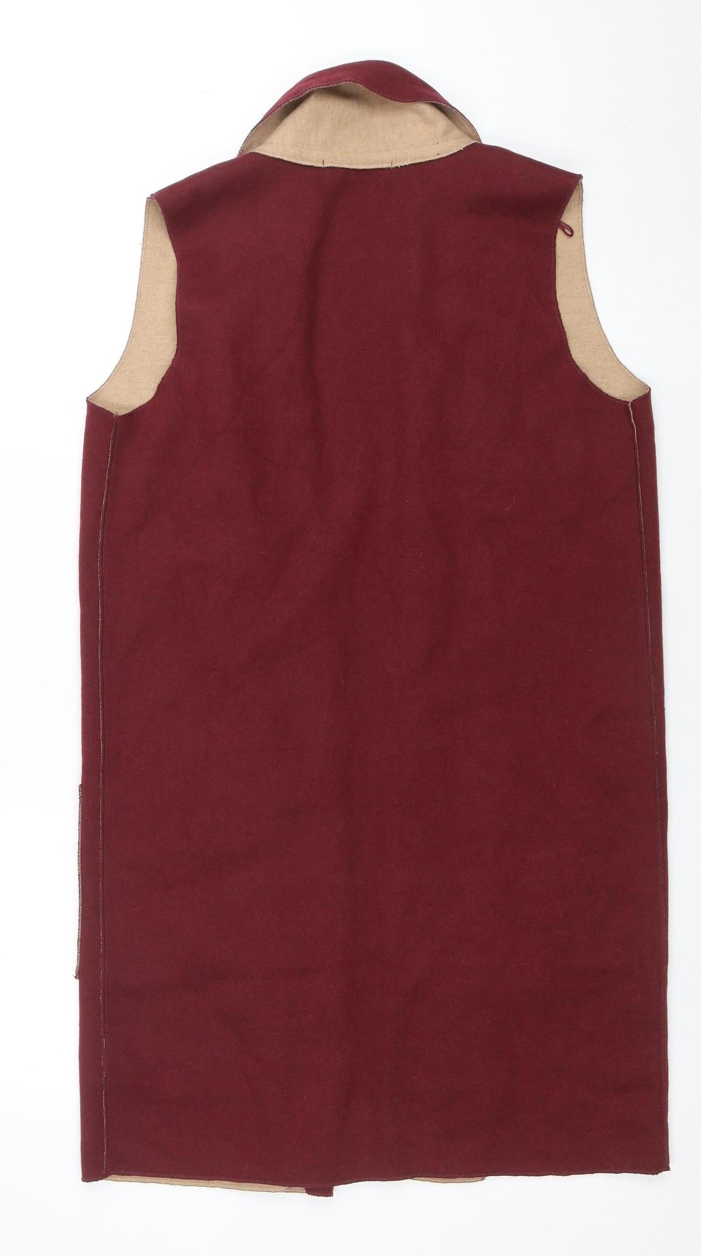 Marks and Spencer Women Burgundy Sleeveless Open Vest Medium