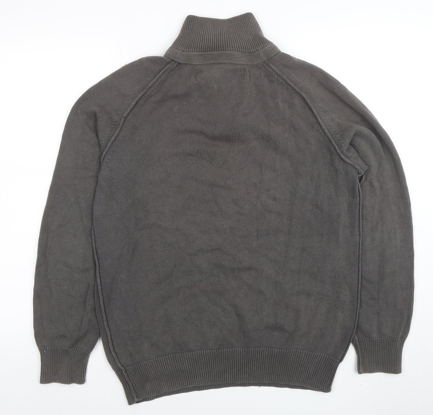 Rochas John Rocha Men’s Grey Cotton 1/4 Zip High Neck Jumper M