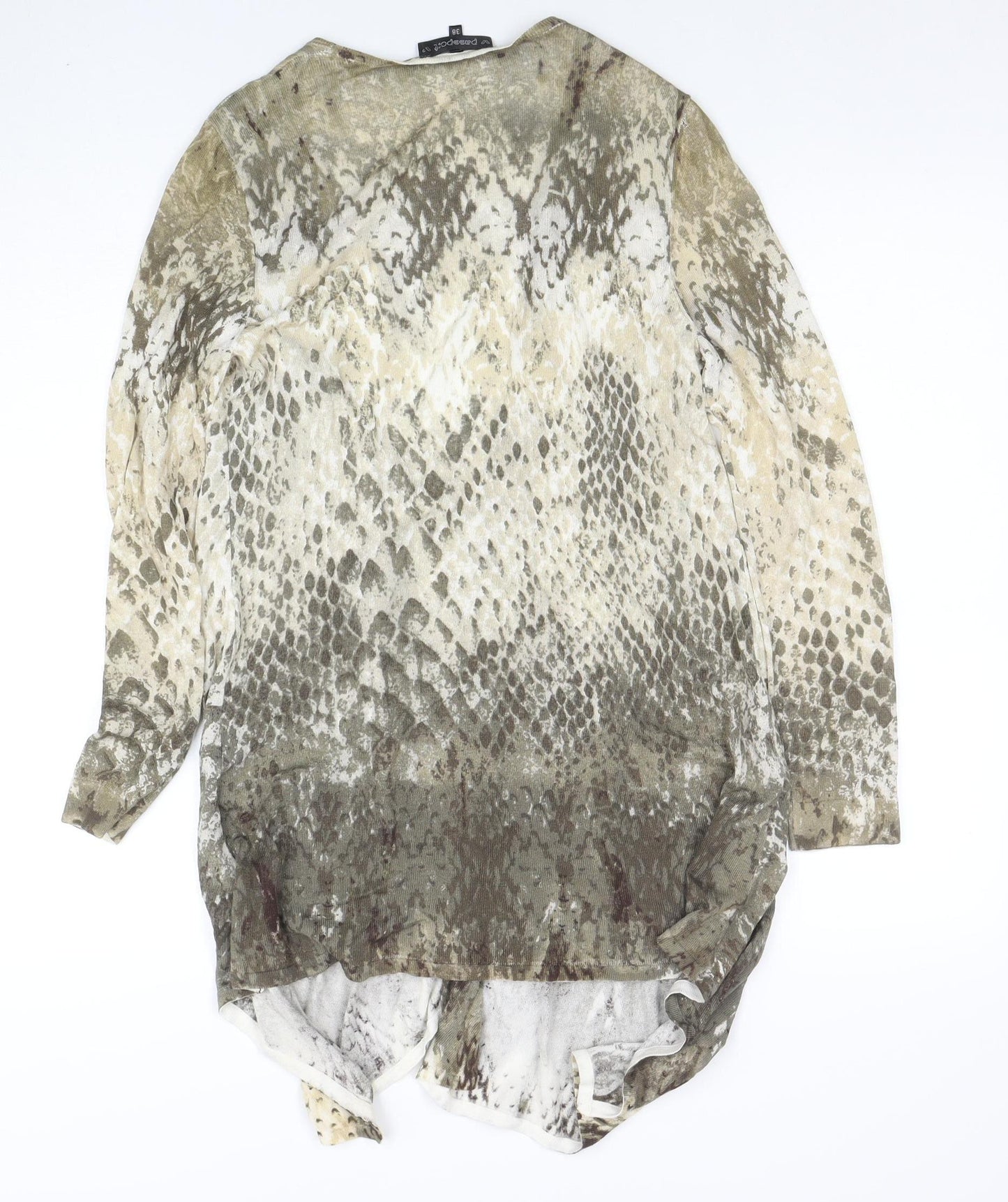 Passport Women’s Beige Snake Print Cardigan Size 10 Viscose Blend