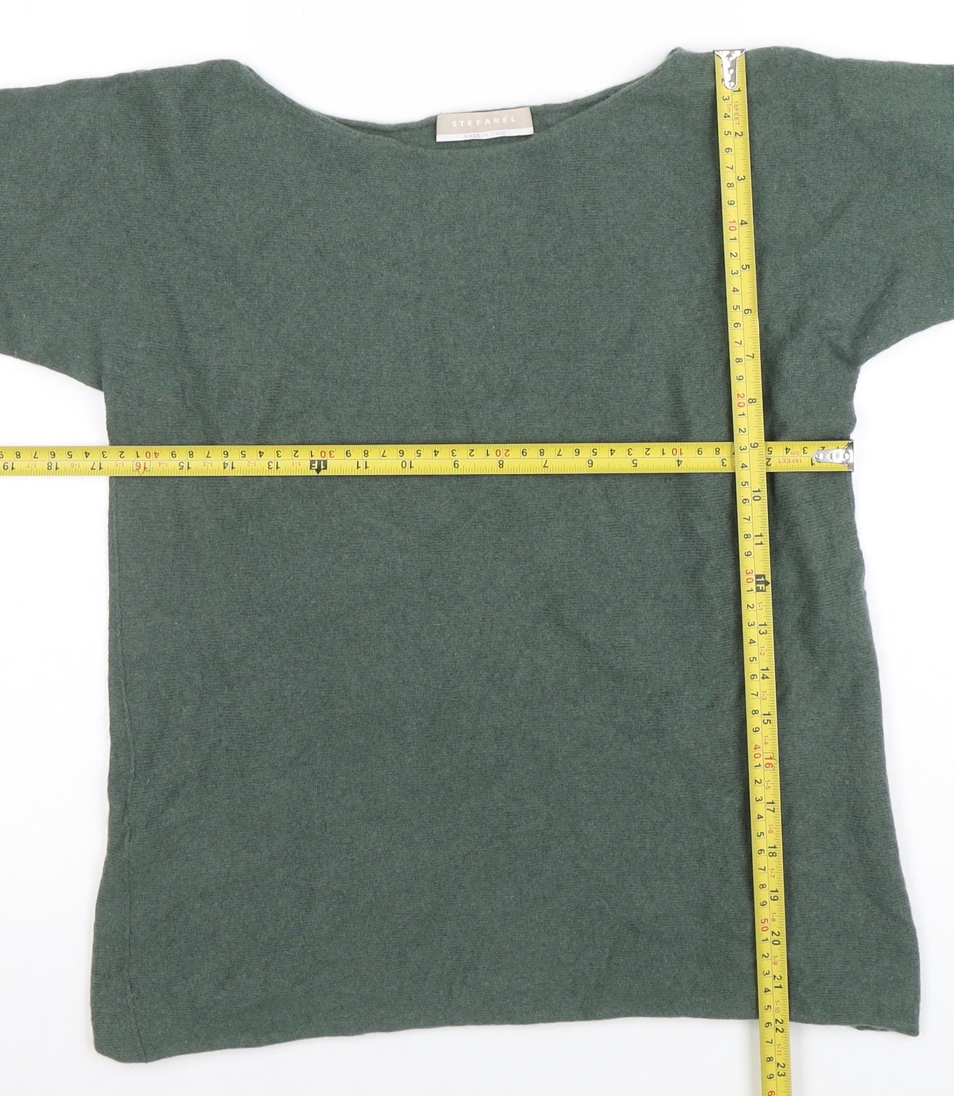 Stefanel Women Green Wool Blend Boat Neck Jumper Size M