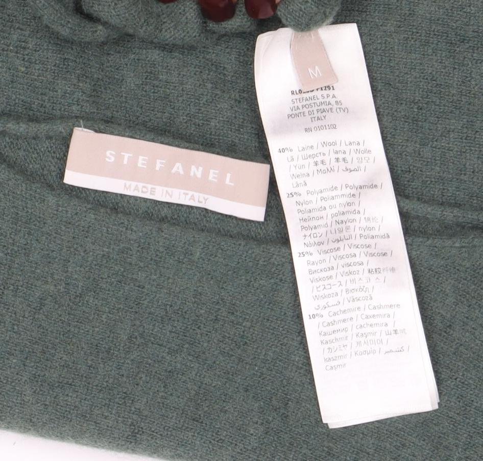 Stefanel Women Green Wool Blend Boat Neck Jumper Size M