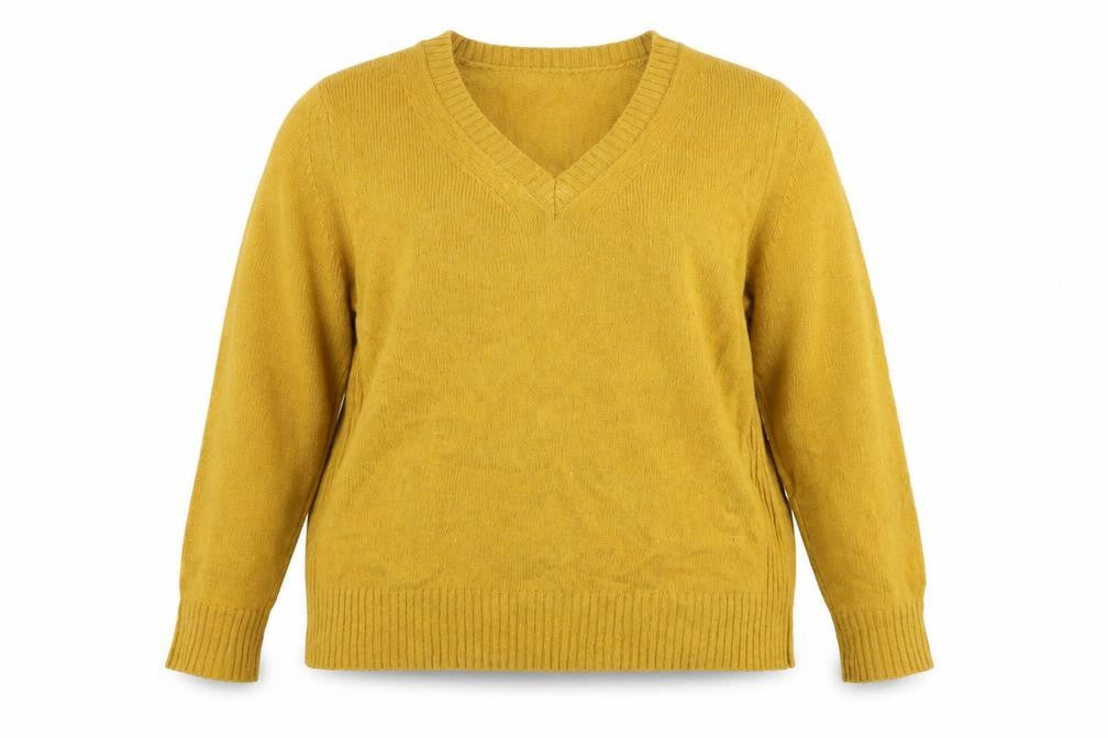 Marks & Spencer Women Yellow V-Neck Wool Blend Jumper Size 18
