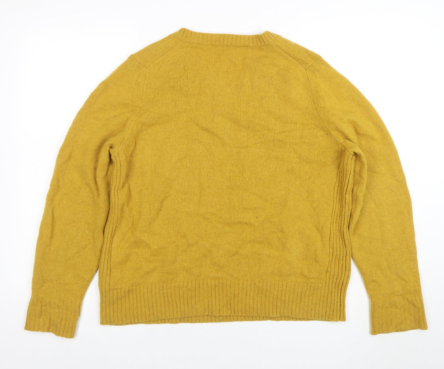 Marks and Spencer Women Yellow V-Neck Wool Blend Jumper Size 18