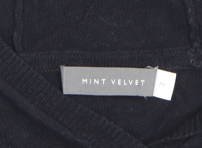 Mint Velvet Women Black Star Knit Hooded Jumper Medium