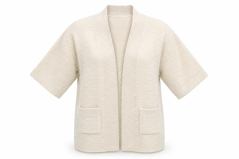 Marks & Spencer Women Beige Short Sleeve Knit Cardigan Size 12