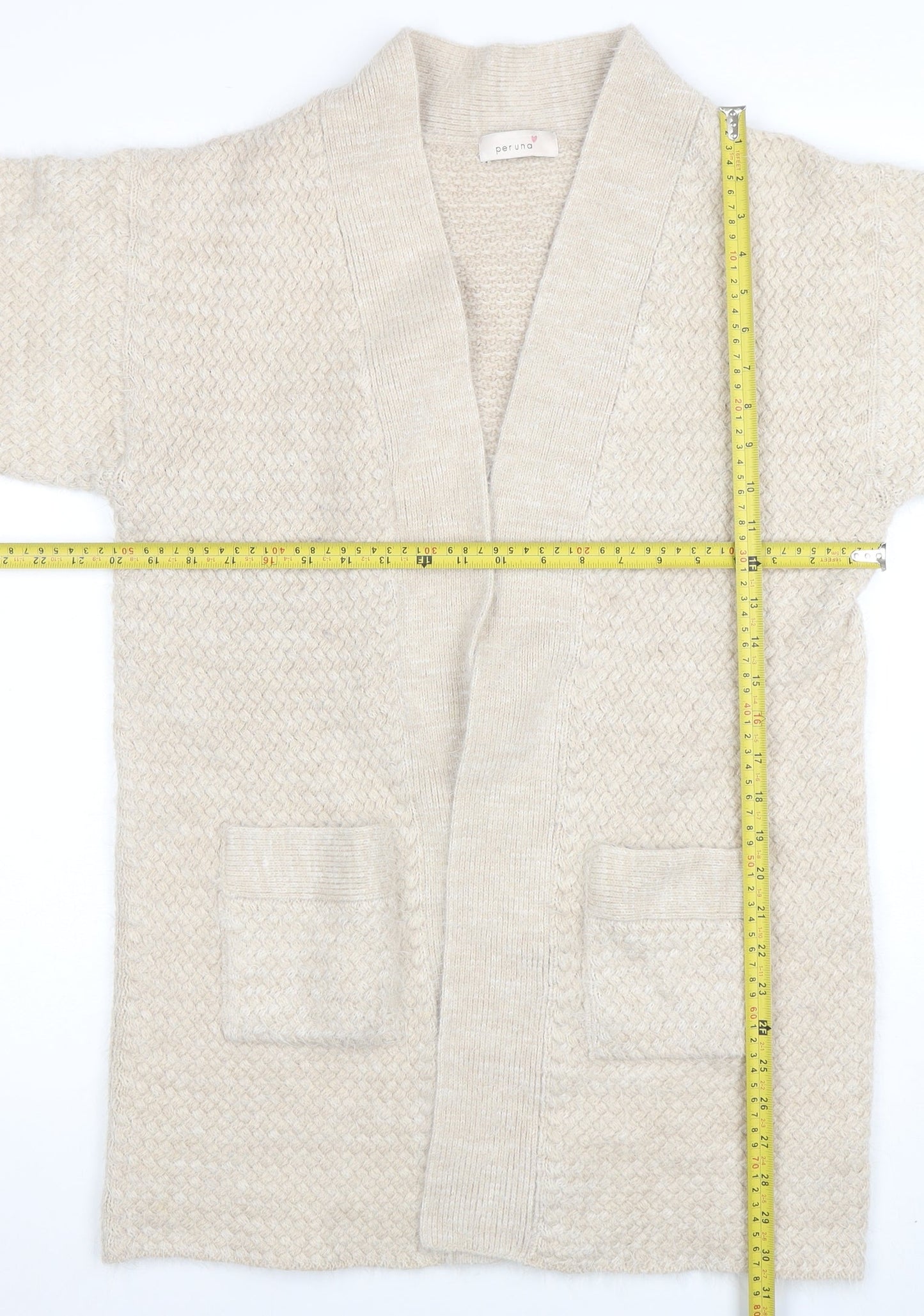 Marks and Spencer Women Beige Short Sleeve Knit Cardigan Size 12