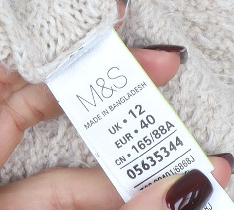 Marks and Spencer Women Beige Short Sleeve Knit Cardigan Size 12
