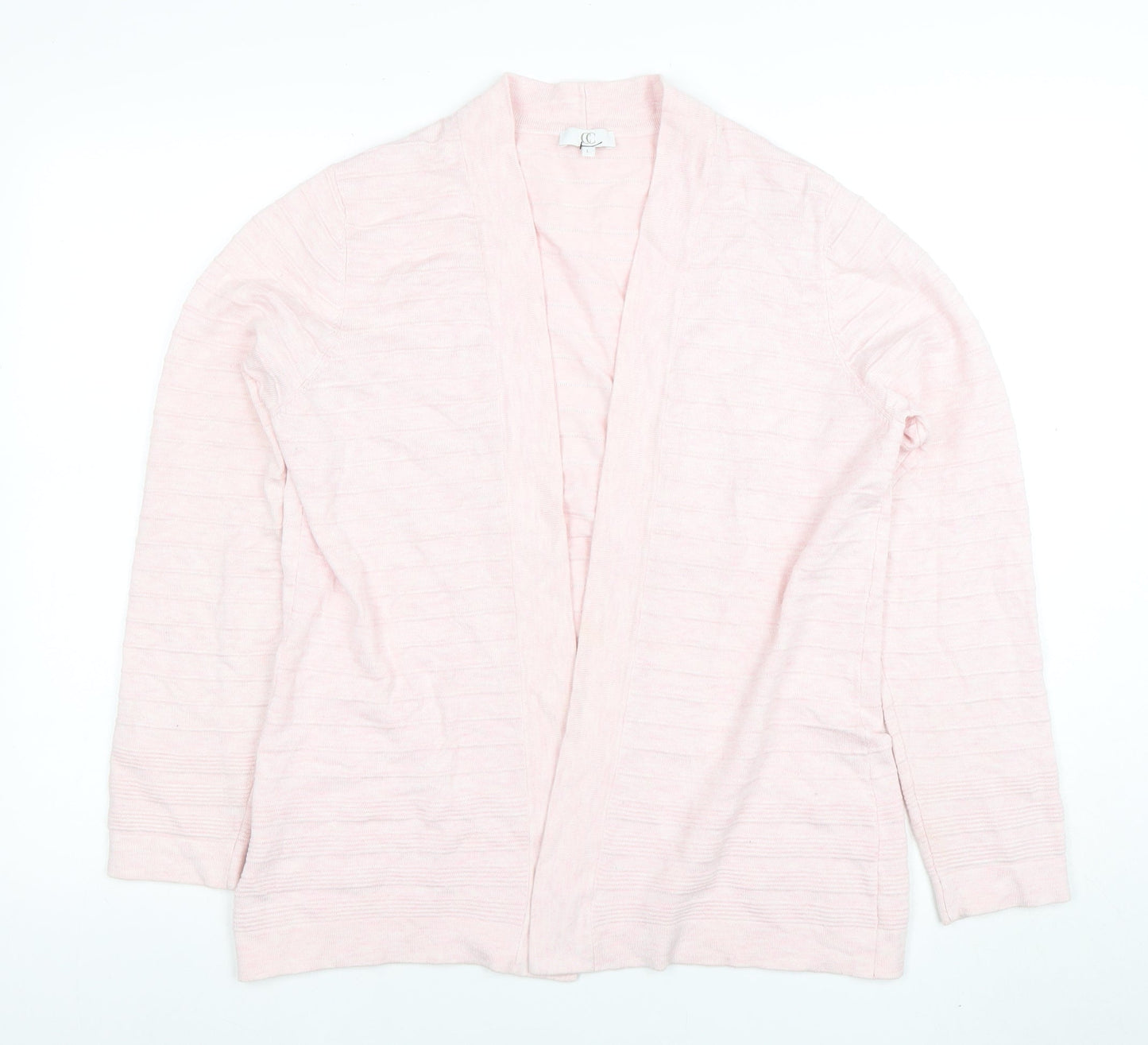 CC Women Pink Knit Cardigan L Lightweight Open Front