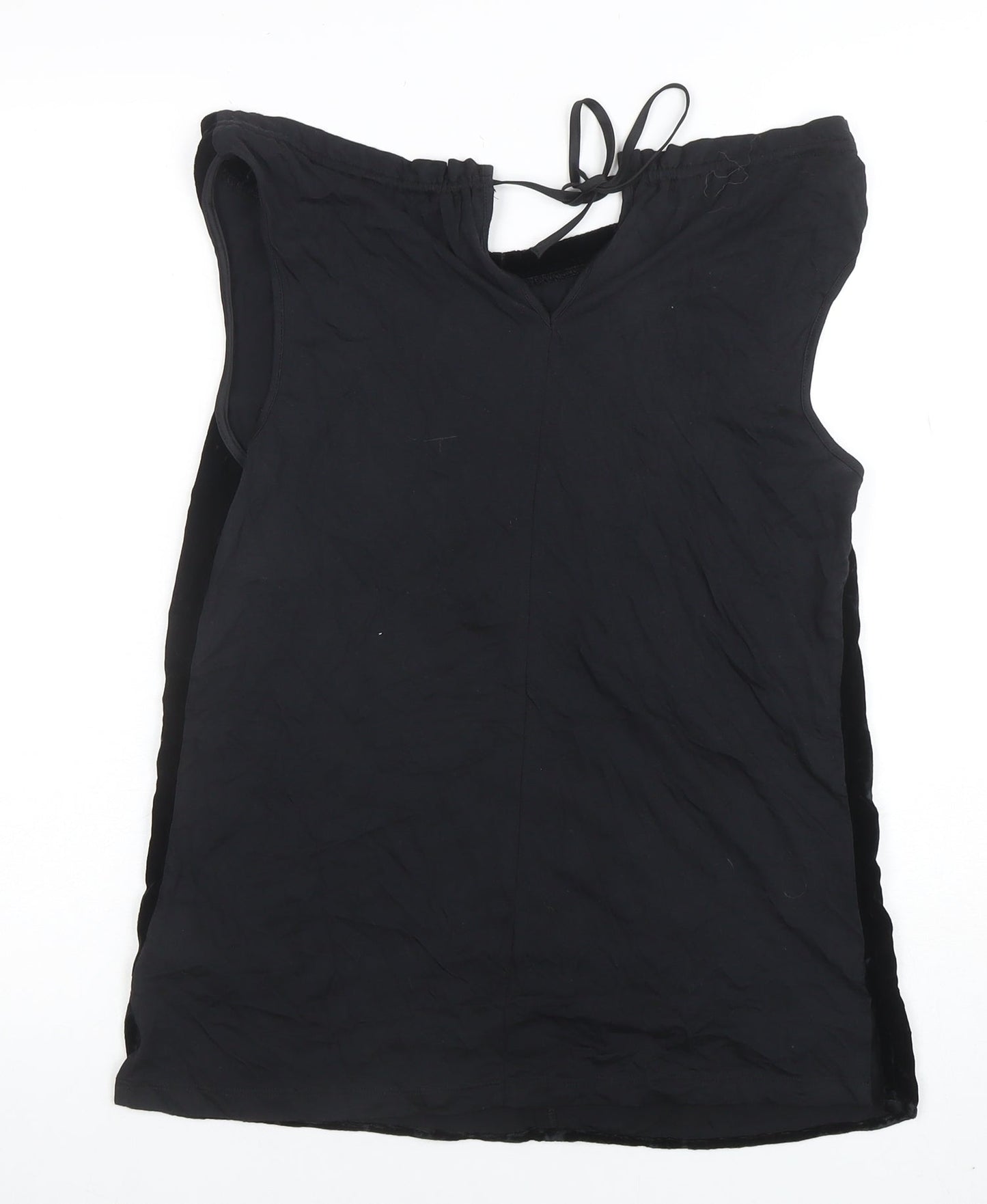 Jigsaw Women’s Black Velvet Camisole Top Size S Sleeveless Tie Detail