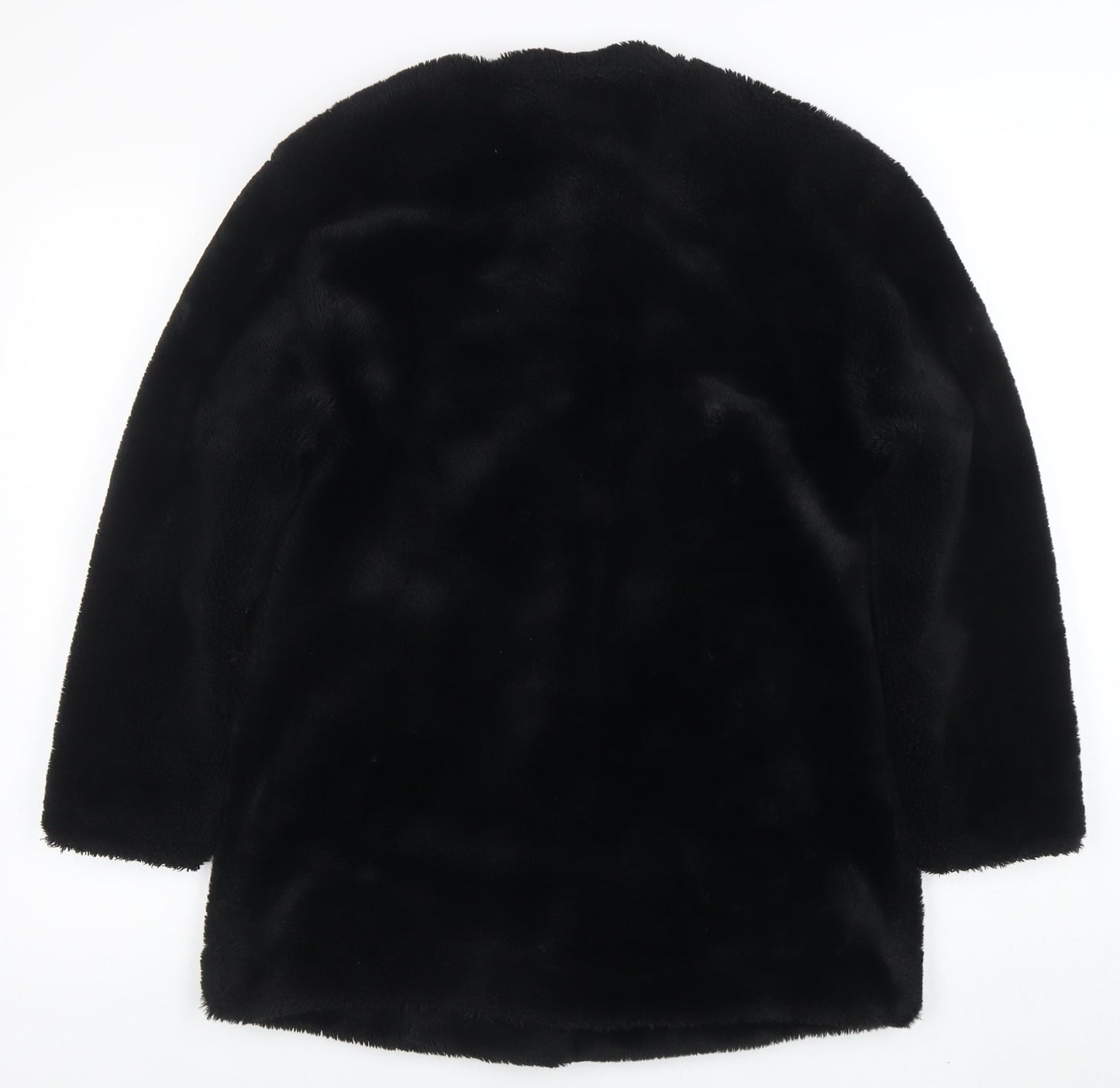 ZARA Women Black Faux Fur Mid-Length Coat XS