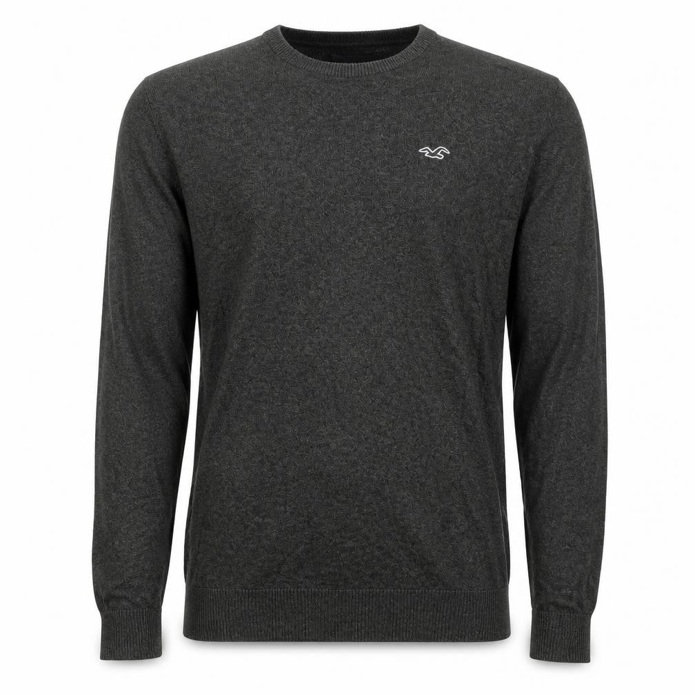 Hollister Men’s Grey Cotton Blend Crew Neck Pullover Jumper L