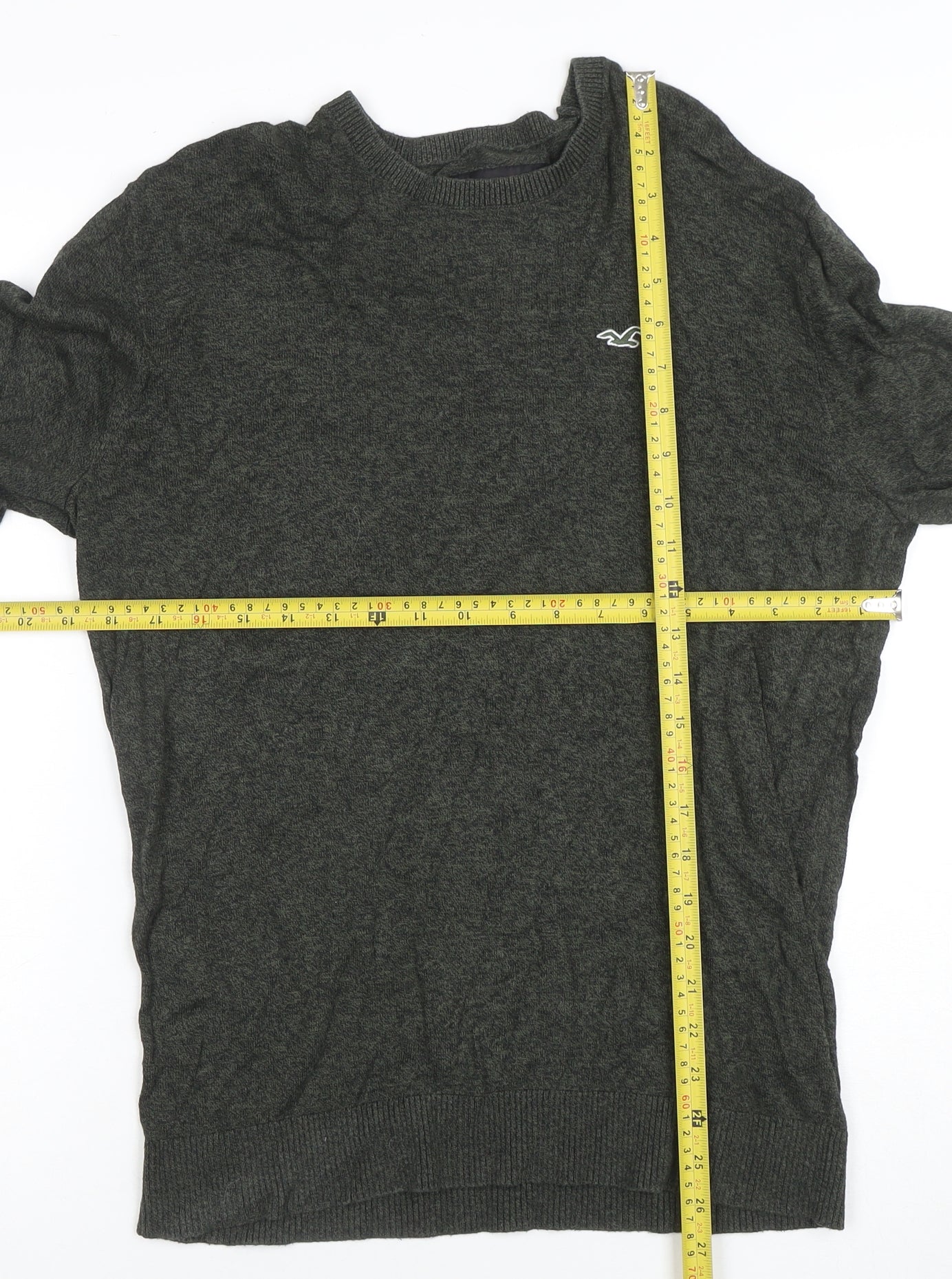 Hollister Men’s Grey Cotton Blend Crew Neck Pullover Jumper L