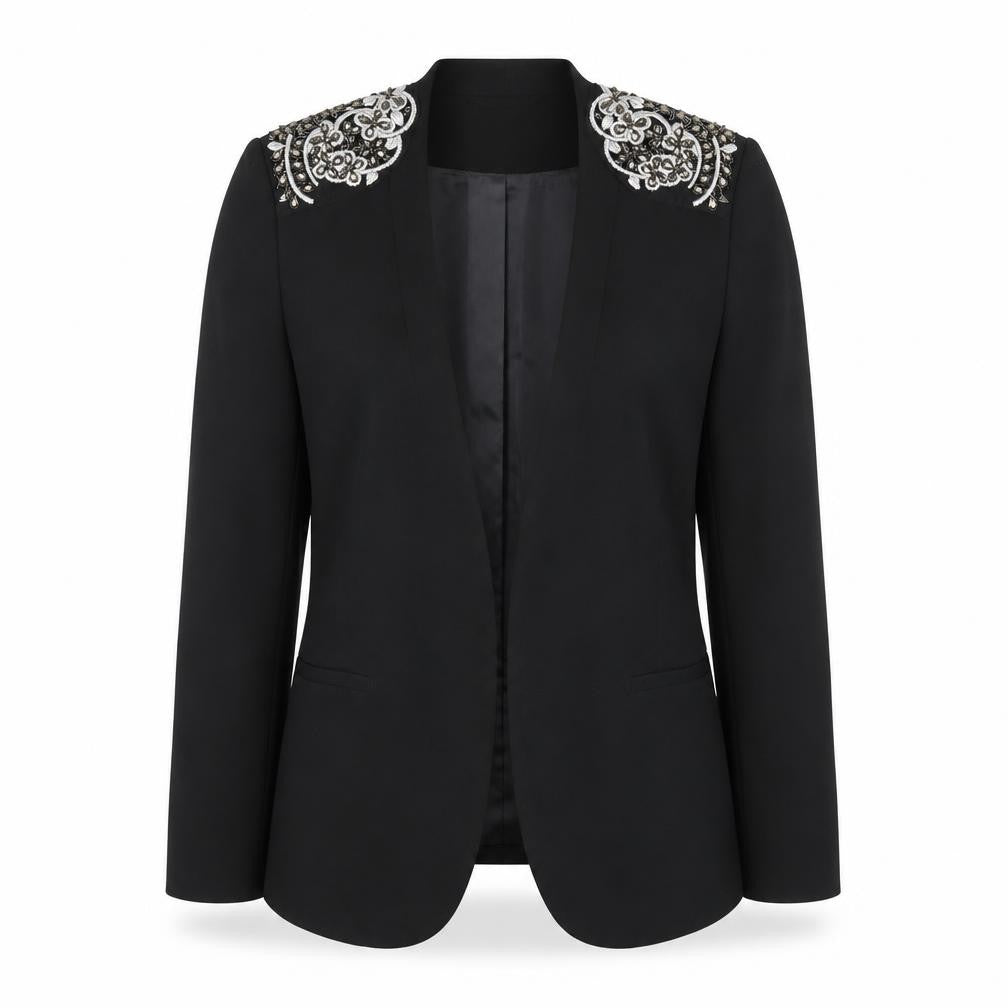 H&M Women's Black Embellished Tuxedo Blazer Size 10