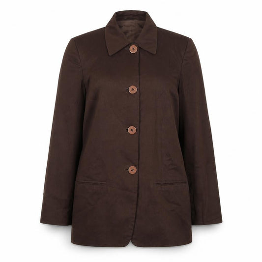Episode Women Brown Silk Suit Jacket UK 6 Single-Breasted Classic Style