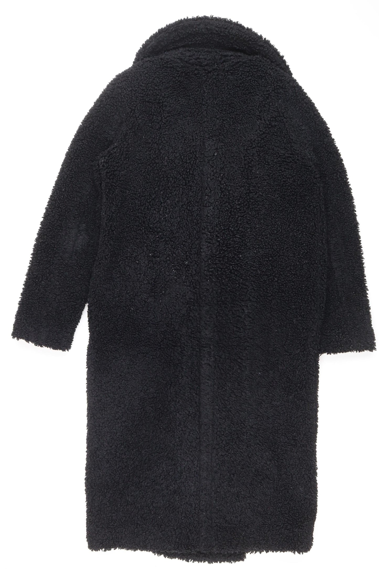 Next Womens Black Long Teddy Fleece Overcoat Size 8