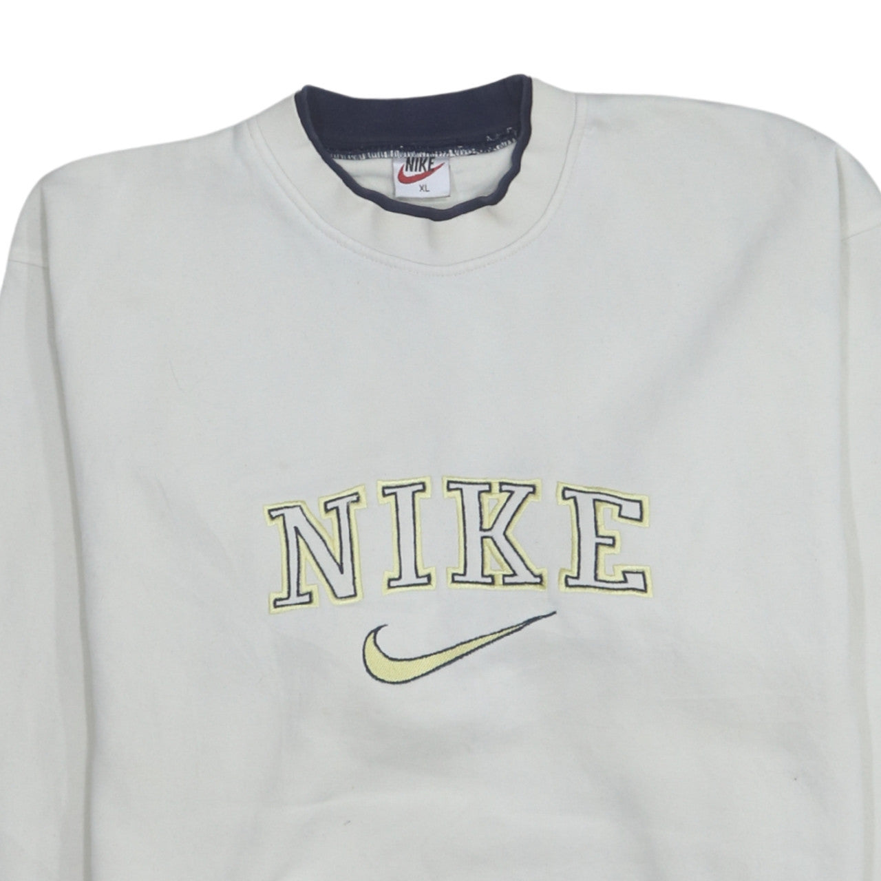 Nike Mens White XL Crew Neck Embroidered Logo Sweatshirt
