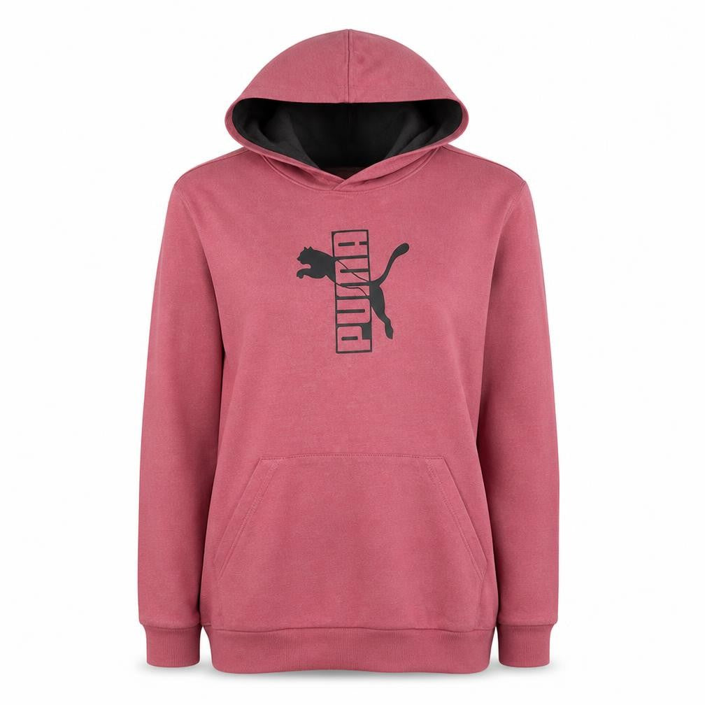Puma Womens Pink Hooded Pullover Sweatshirt Size L Casual Cotton Blend