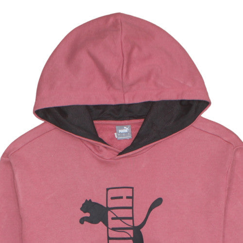 Puma Womens Pink Hooded Pullover Sweatshirt Size L Casual Cotton Blend