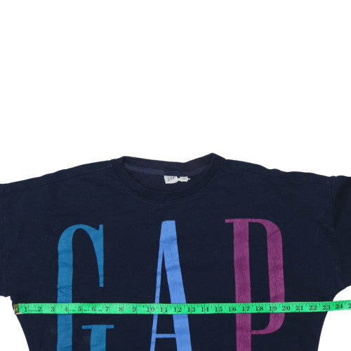 GAP Women Navy Blue XS Pullover Sweatshirt with Logo Print