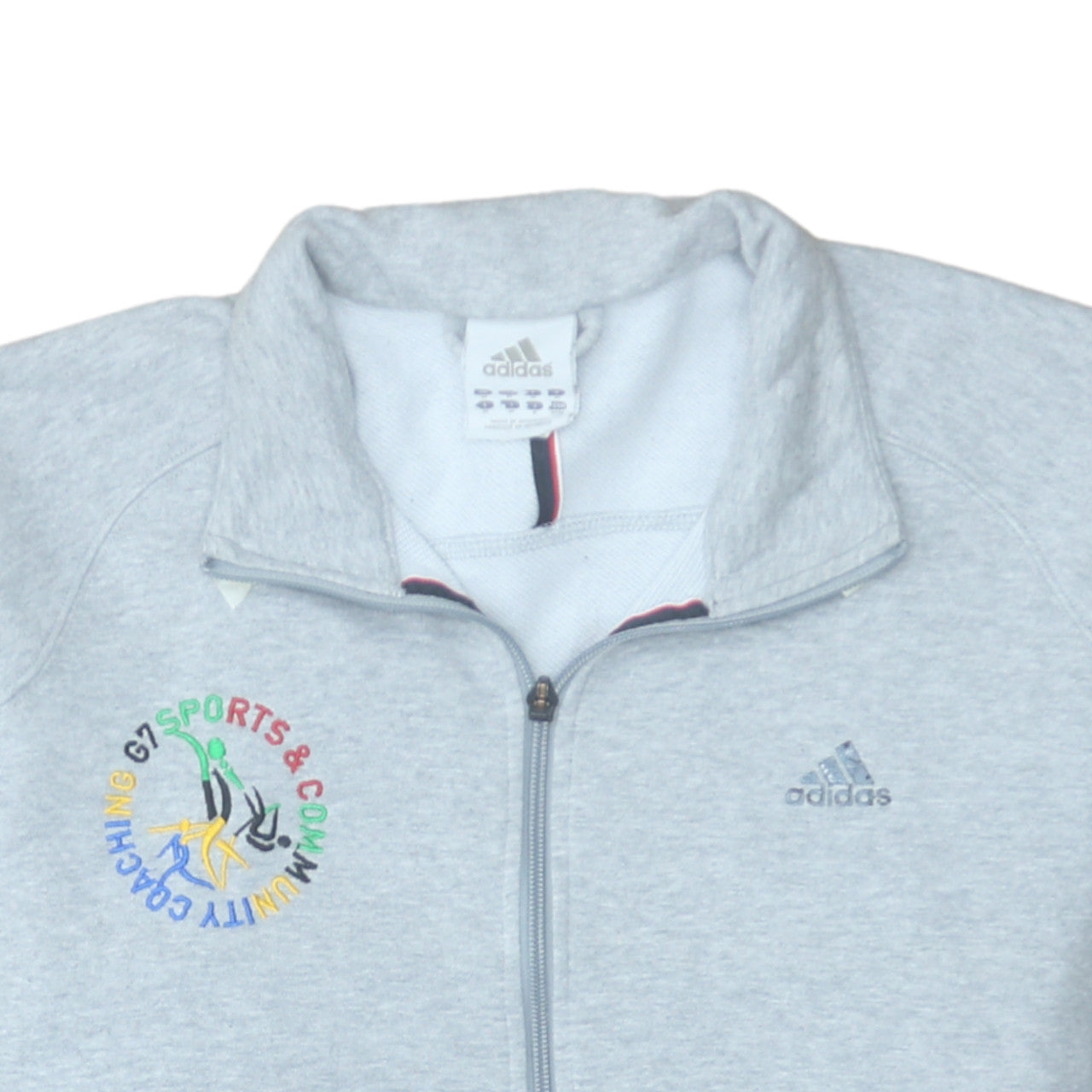 Adidas Men's Grey Full Zip Sweatshirt M Sports Embroidered Logo