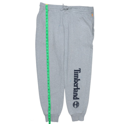 Timberland Men’s Grey Logo Sweatpants L Regular Fit Fleece Trousers