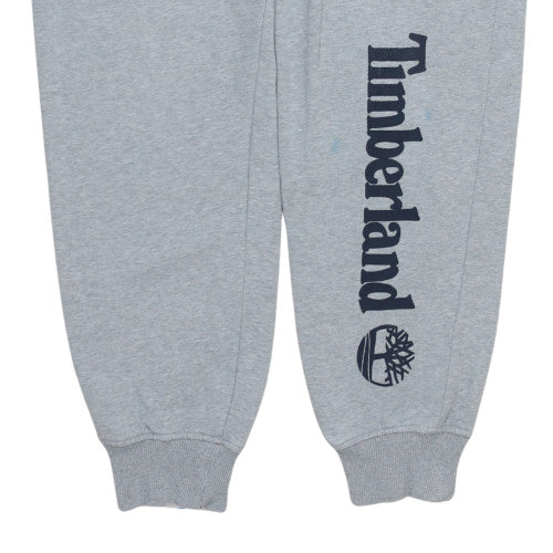 Timberland Men’s Grey Logo Sweatpants L Regular Fit Fleece Trousers