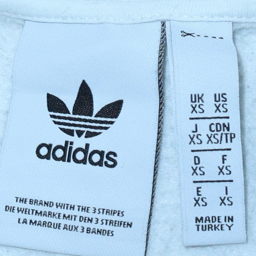 Adidas Mens White Grey Logo Sweatshirt XS Regular Fit Crew Neck