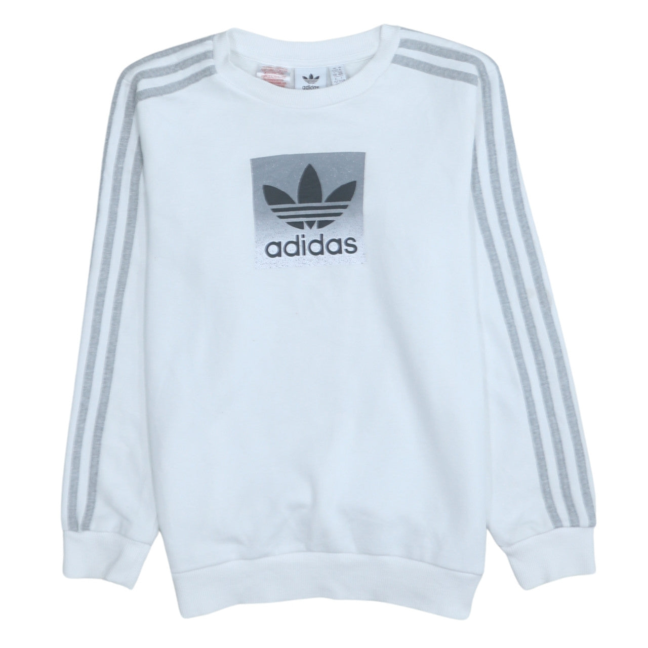 Adidas Boys White Long Sleeve Pullover Sweatshirt Size 11-12 Years