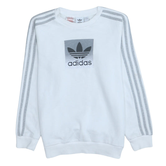 Adidas Boys White Long Sleeve Pullover Sweatshirt Size 11-12 Years