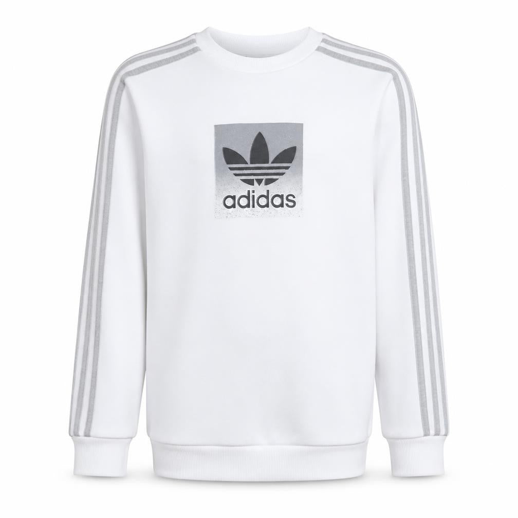 Adidas Boys White Long Sleeve Pullover Sweatshirt Size 11-12 Years