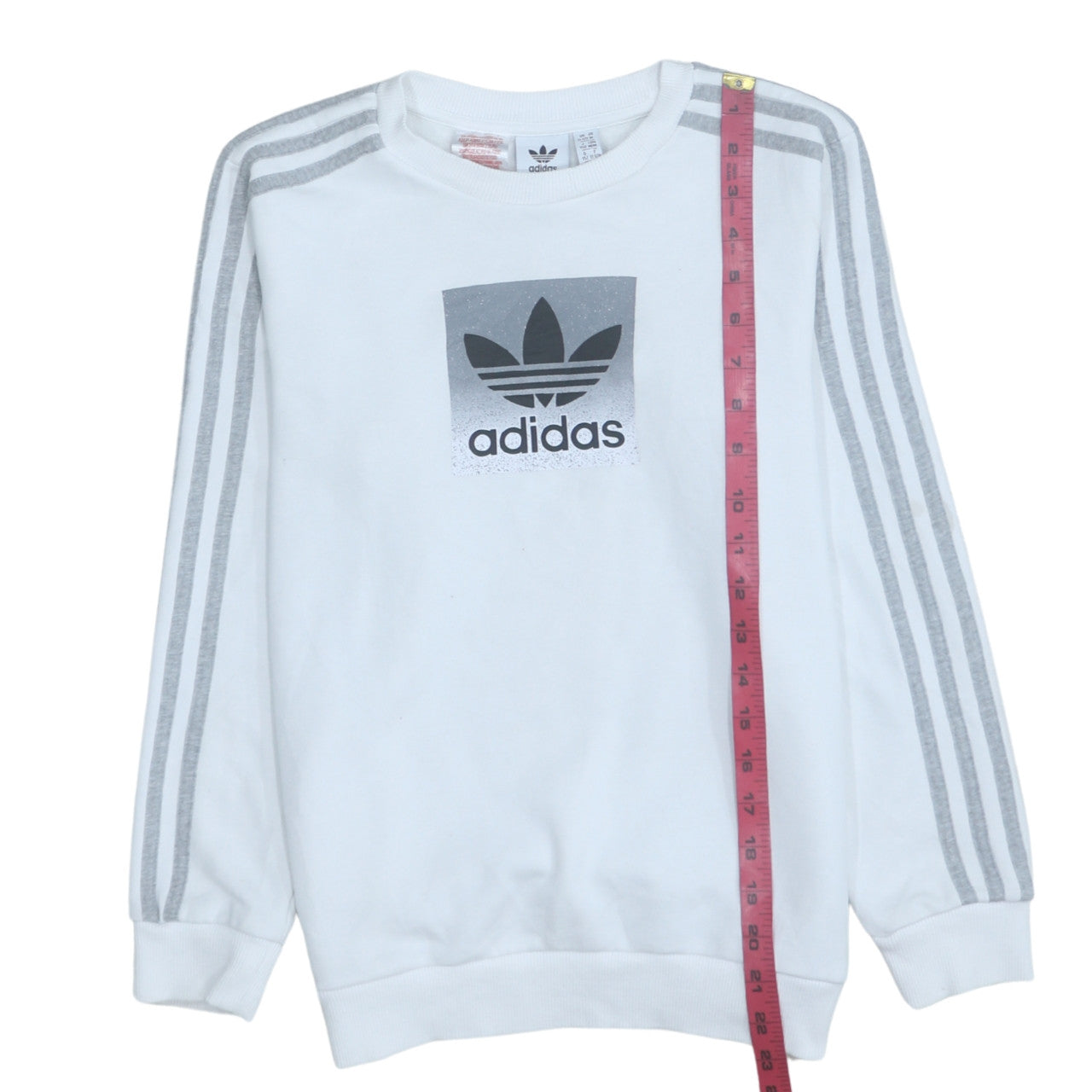 Adidas Boys White Long Sleeve Pullover Sweatshirt Size 11-12 Years