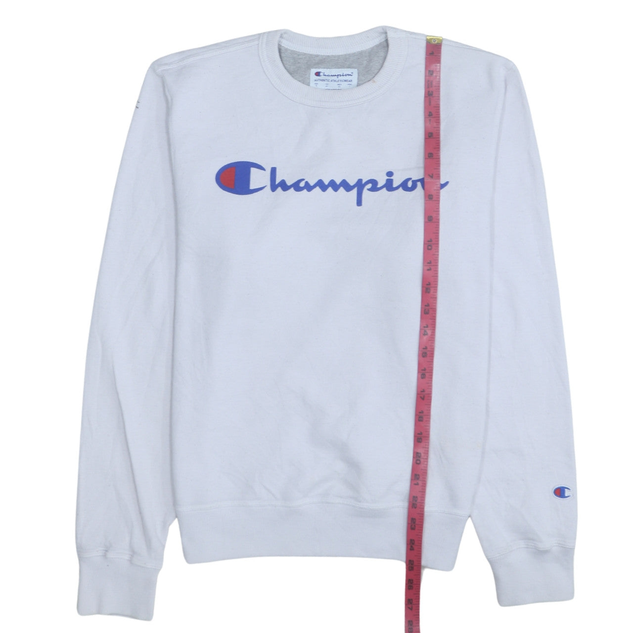 Champion Mens White Graphic Logo Pullover Sweatshirt Size S